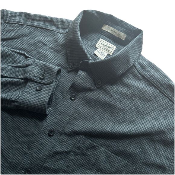 LL Bean Men's L Wicked Good Flannel Shirt Traditional Fit Gray Houndstooth EUC - Picture 1 of 5